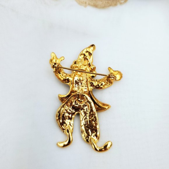 Articulated Clown Hard Enamel Pin, Cute Holiday Shawl Scarf Brooch - Picture 7 of 10